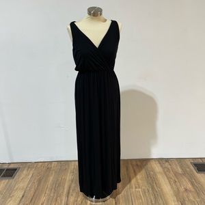 Lush Black Maxi Dress with faux wrap top